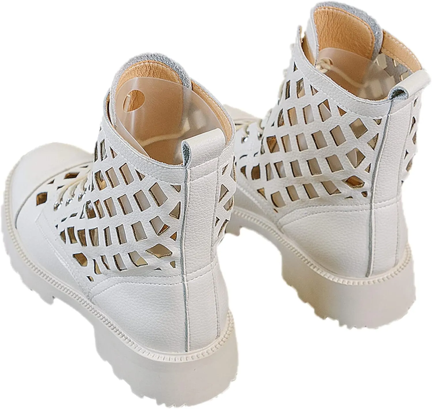 ANUFER Womens Hollow Out Zipper Flat Booties Sandals Summer Autumn Ankle High/Mid Calf Roman Boots