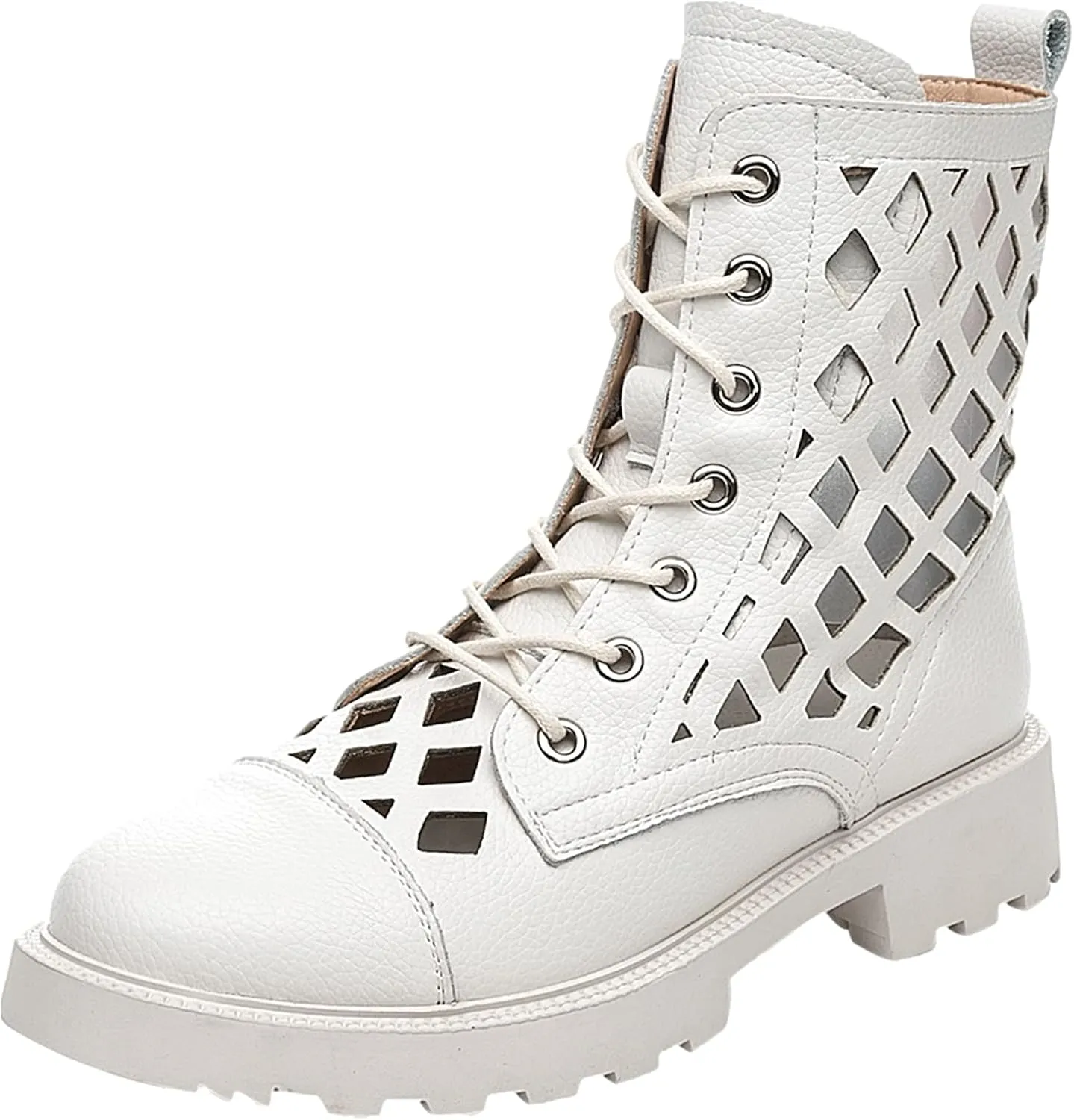 ANUFER Womens Hollow Out Zipper Flat Booties Sandals Summer Autumn Ankle High/Mid Calf Roman Boots