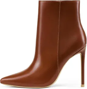 GENSHUO Ankle Boots For Women Pointed Toe 4 Inch High Heel Zipper Stiletto Heels Fall Booties