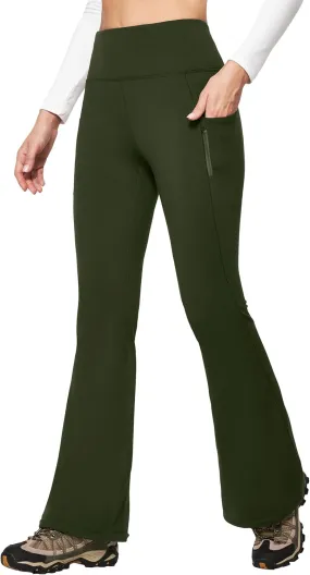 IUGA Fleece Lined Pants Women Water Resistant Hiking Pants Winter Flare Leggings with Pockets Bootcut Thermal