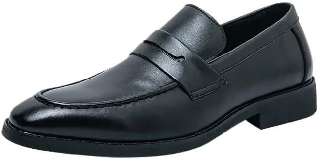 Men's Comfort Orthopedic Dress Shoes Dress Formal Shoes for Men Slip On Pointed Toe PU Leather Apron Toe Loafer Non Slip Rubber Sole Block Heel Slip Resistant Casual