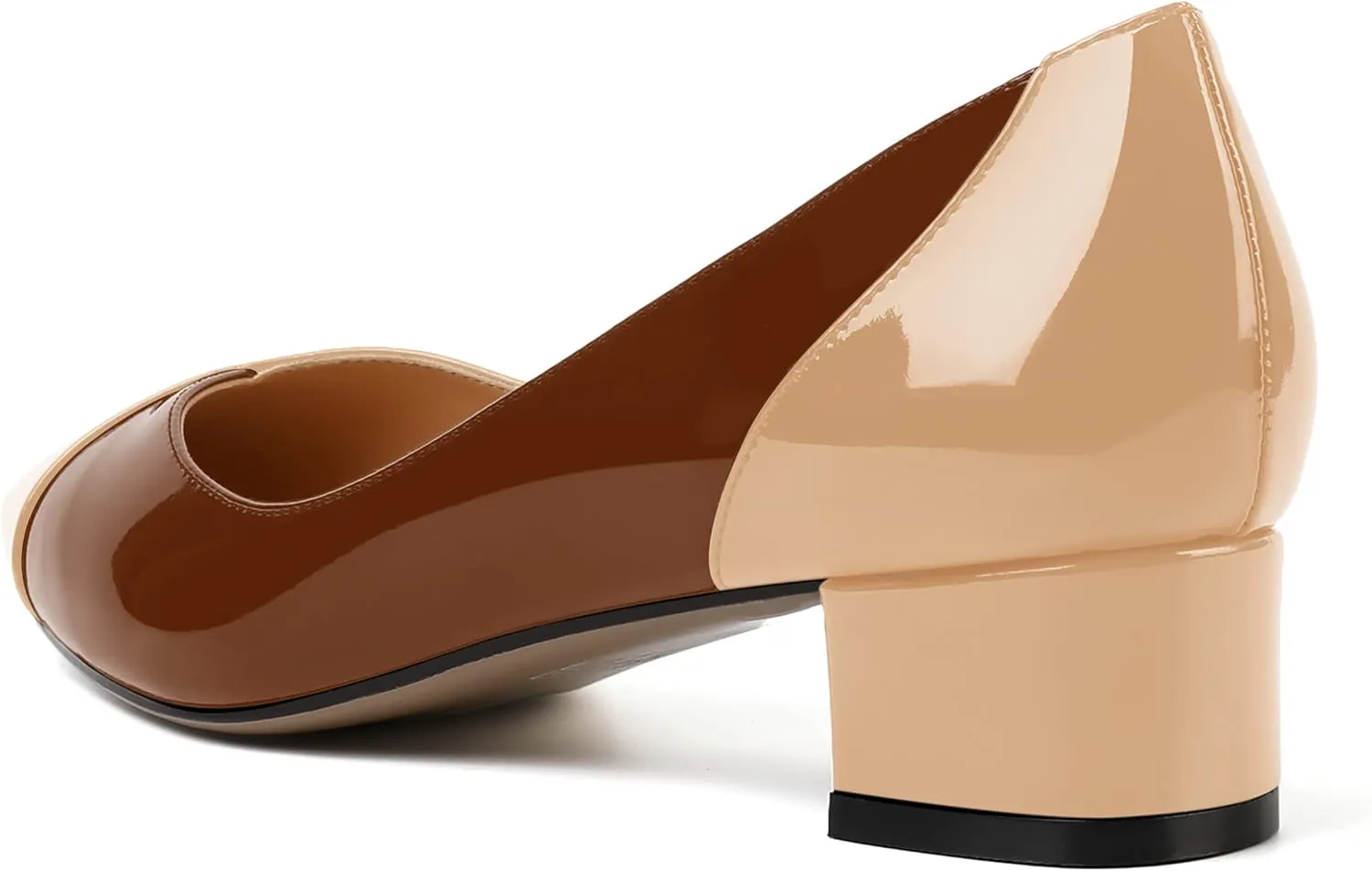 SHOWFOREST Women's Slim Solid Outdoor Dress Slip On Pointed Toe Patent Block Low Heel Pumps Shoes 1.5 Inch