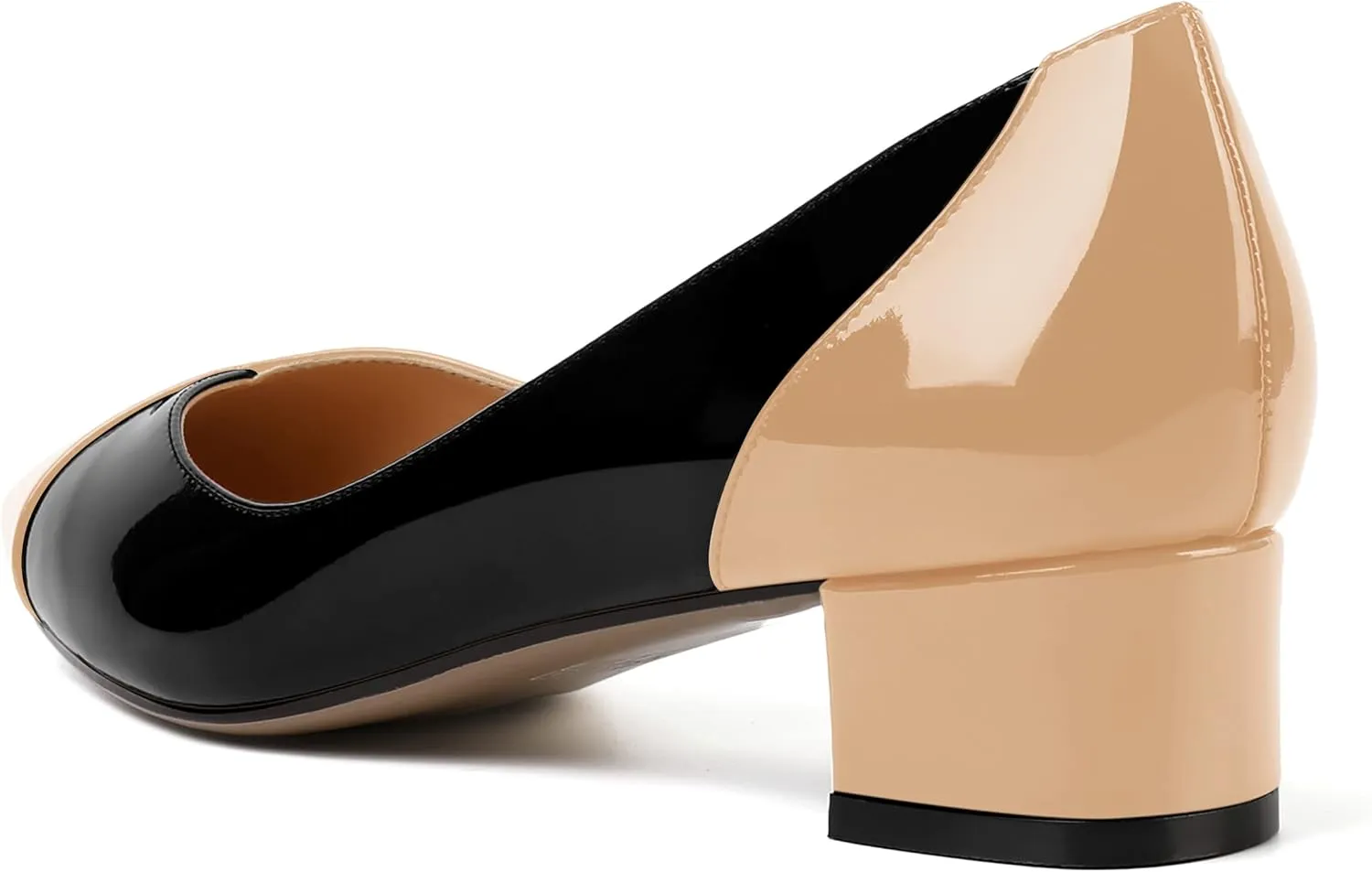 SHOWFOREST Women's Slim Solid Outdoor Dress Slip On Pointed Toe Patent Block Low Heel Pumps Shoes 1.5 Inch