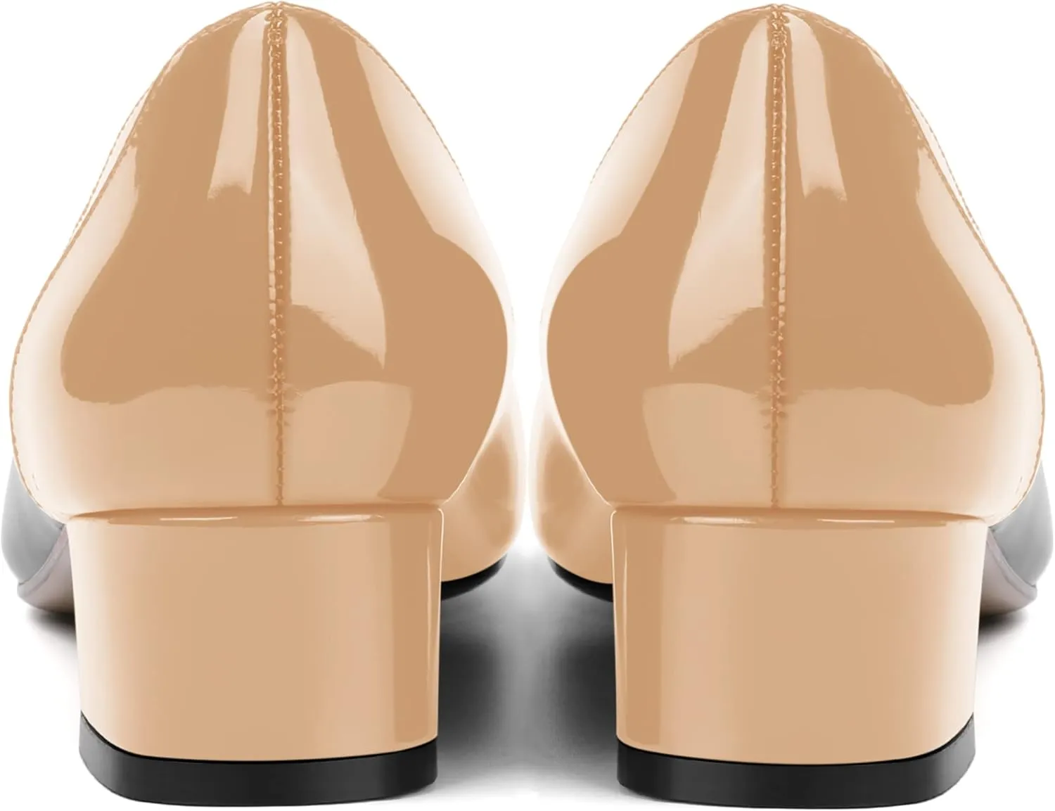 SHOWFOREST Women's Slim Solid Outdoor Dress Slip On Pointed Toe Patent Block Low Heel Pumps Shoes 1.5 Inch
