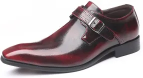 Vintage Man Monk Loafers Buckle Shoes Leather Comfortable Dress Wedding Fashion Party Shoe Mens Business Oxfords Slip-On Flats