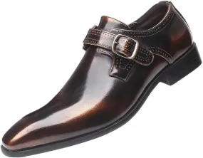 Vintage Man Monk Loafers Buckle Shoes Leather Comfortable Dress Wedding Fashion Party Shoe Mens Business Oxfords Slip-On Flats