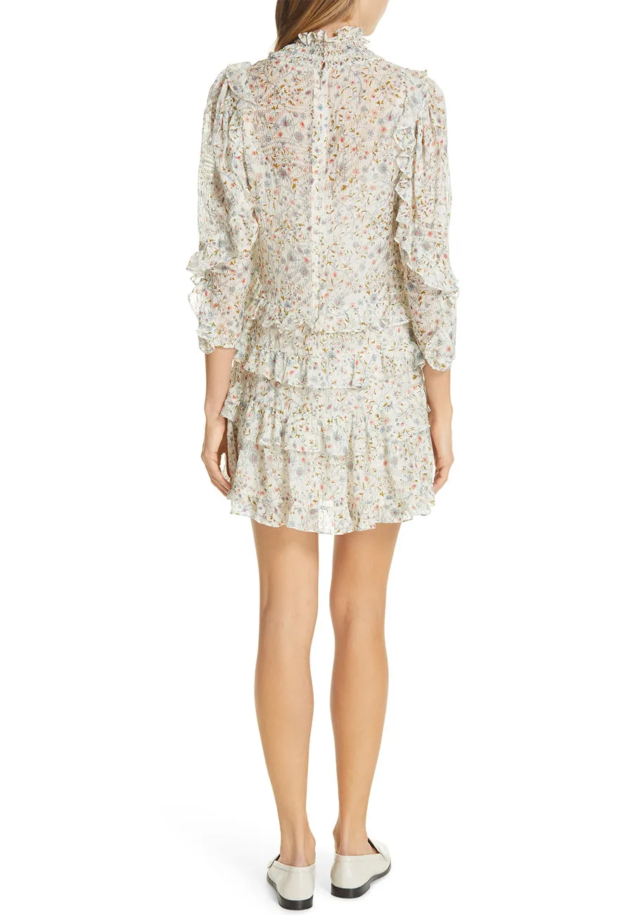 White Viviana Ruffled Floral Mini Dress