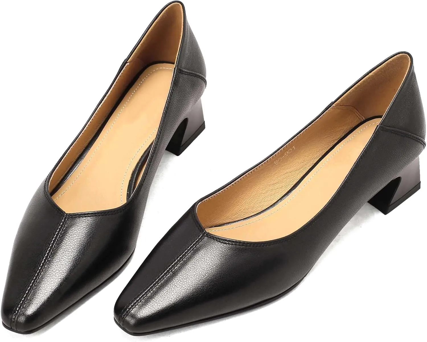 Women's Closed Toe Chunky Heels Low Block Heel Office Work Shoes Slip On Pointed Toe Dress Comfortable Pumps 2 Inch Heel Matte Loafers Shoes
