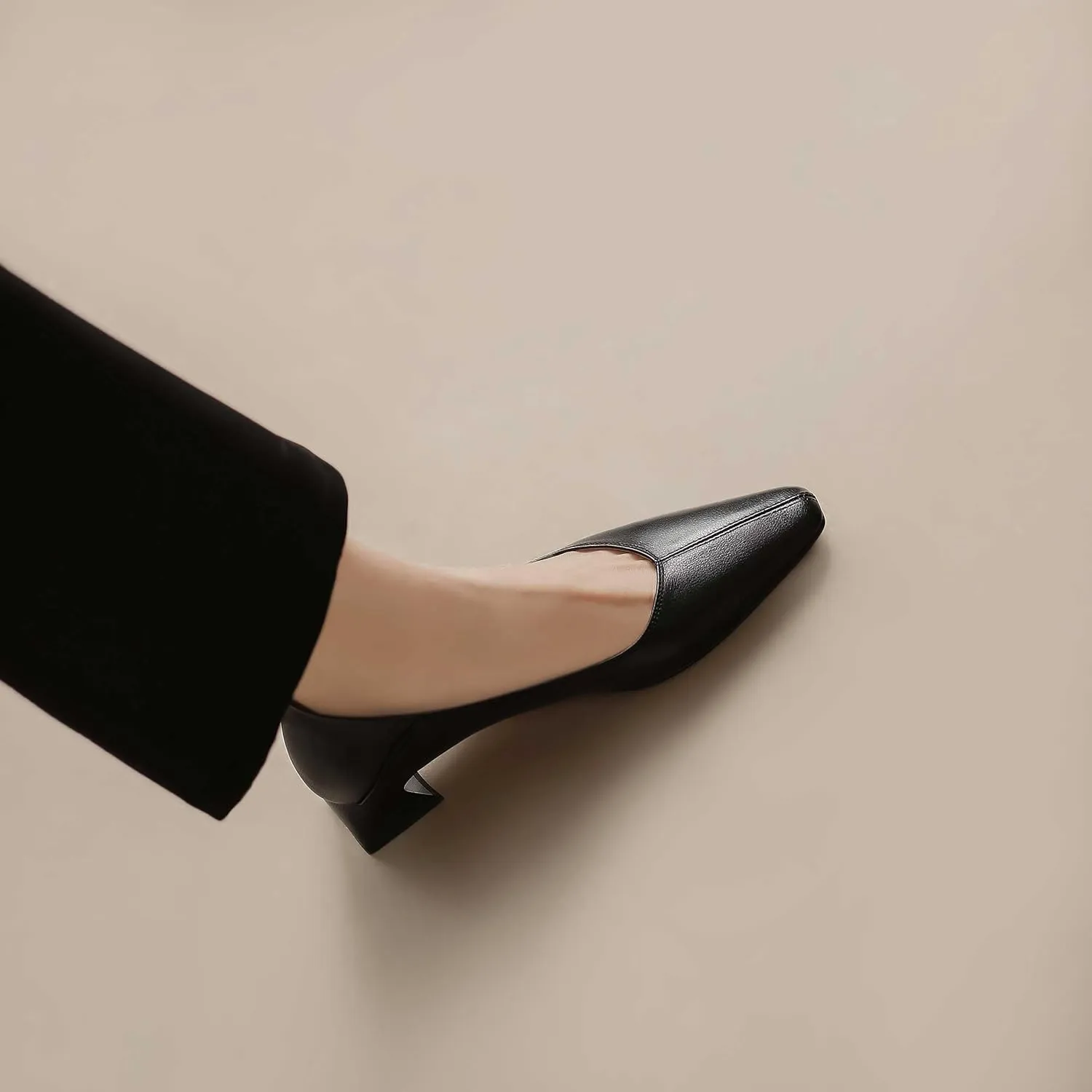 Women's Closed Toe Chunky Heels Low Block Heel Office Work Shoes Slip On Pointed Toe Dress Comfortable Pumps 2 Inch Heel Matte Loafers Shoes