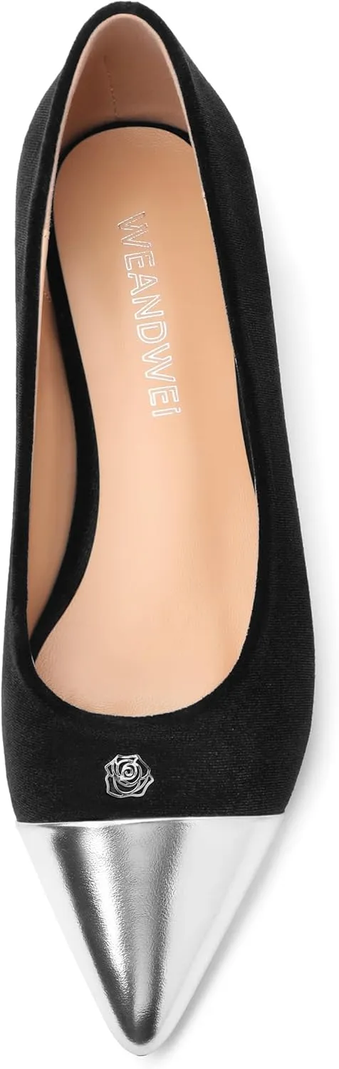 Women's Low Heel Pointed Toe Closed Toe Shoes, Elegant and Comfortable Flat Shoes Pumps, Dating Party Banquet Shallow Dress Shoes.