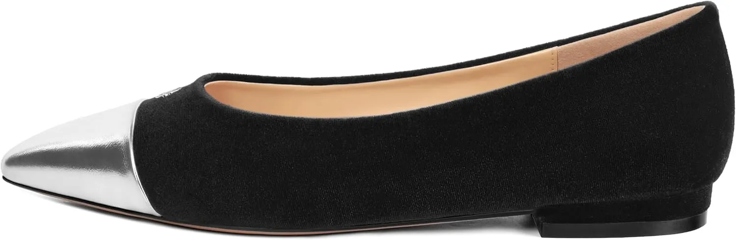 Women's Low Heel Pointed Toe Closed Toe Shoes, Elegant and Comfortable Flat Shoes Pumps, Dating Party Banquet Shallow Dress Shoes.