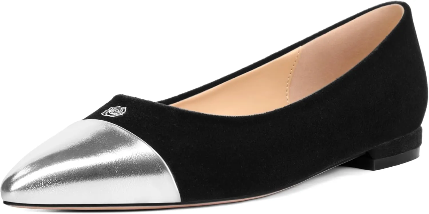Women's Low Heel Pointed Toe Closed Toe Shoes, Elegant and Comfortable Flat Shoes Pumps, Dating Party Banquet Shallow Dress Shoes.